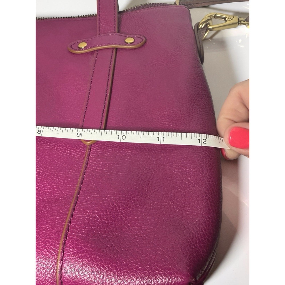 Fossil Felicity Satchel Tote Fuchsia Pink Leather Crossbody Handbag Hardware Nw - Picture 8 of 14